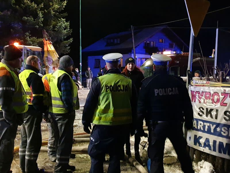 Police gather at site of building levelled by gas explosion in Szczyrk