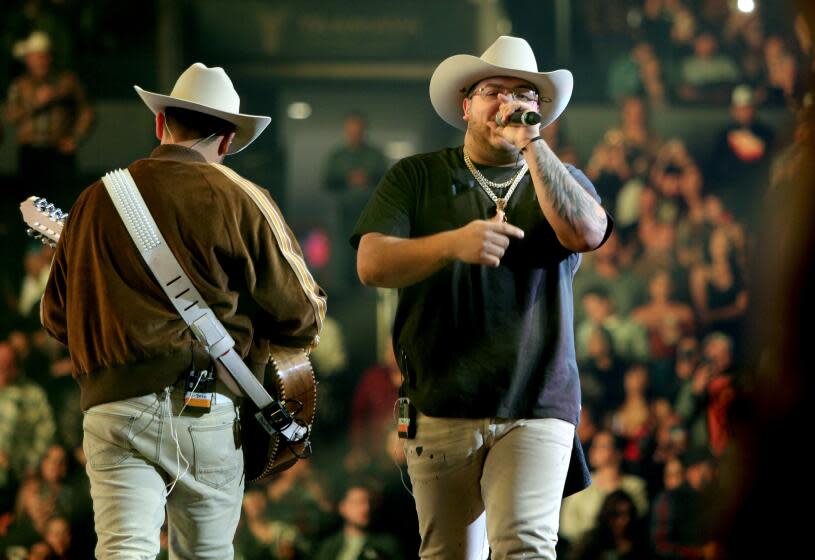 Grupo Frontera with lead singer Adelaido "Payo" Solis III, performs at Calibash MX at Crypto.com Arena in Los Angeles on Saturday, Jan. 13, 2024.