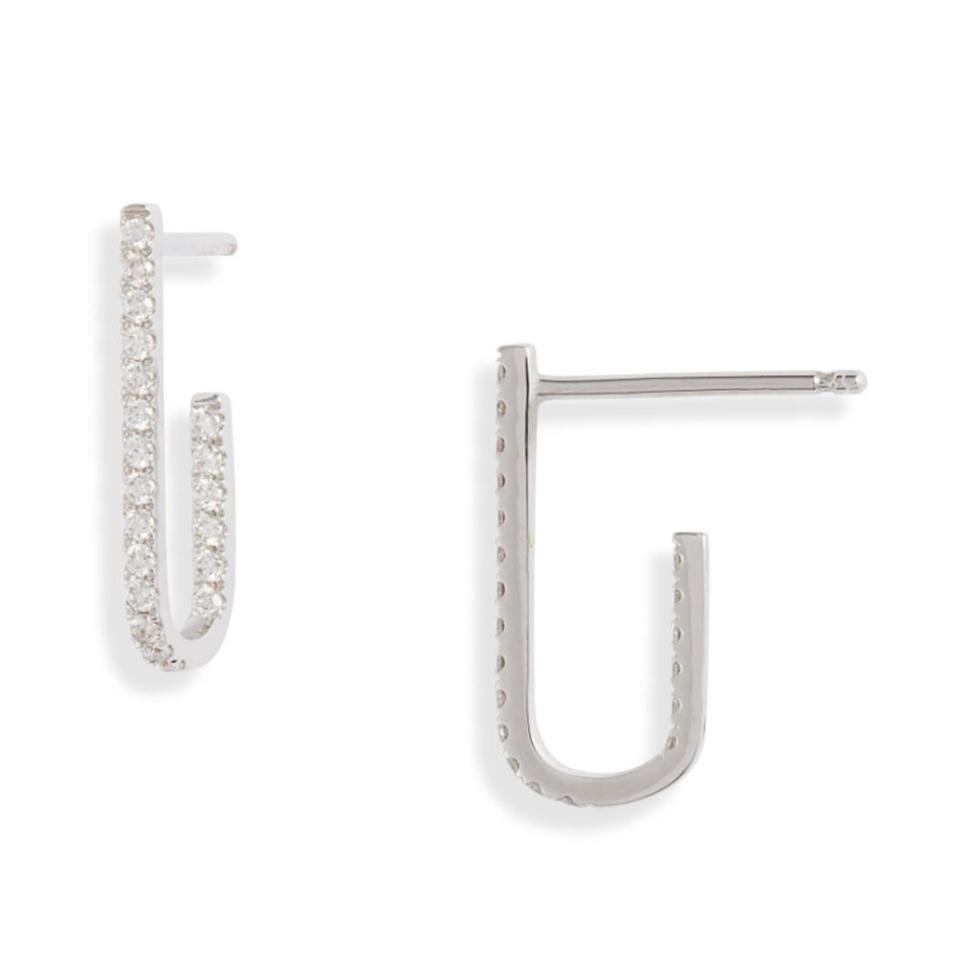 23) Bardot Small Diamond J-Hoop Earrings