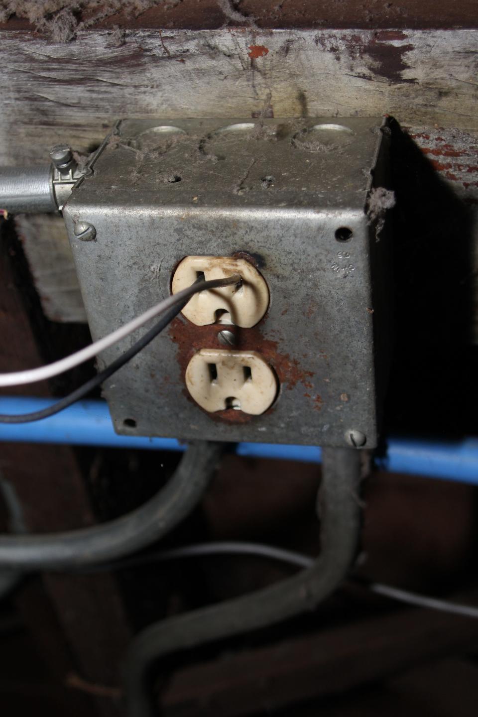 Dangerous wiring found after the fire.