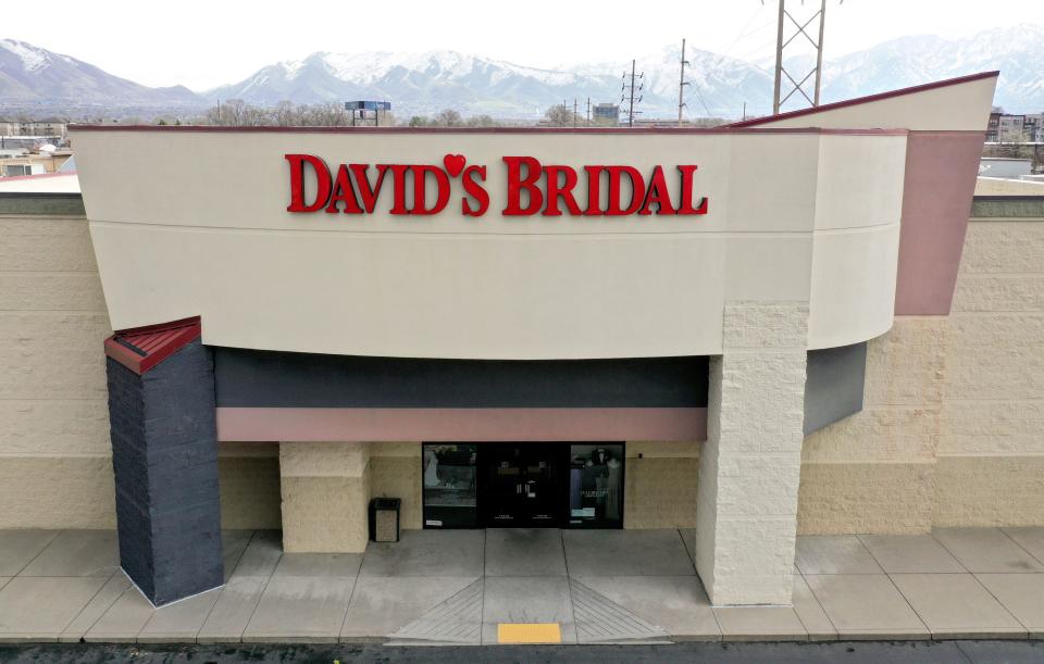 David’s Bridal is pictured in Salt Lake City on Tuesday, April 18, 2023. The national wedding dress retailer has filed for bankruptcy, though stores remain open, according to reports. | Kristin Murphy, Deseret News