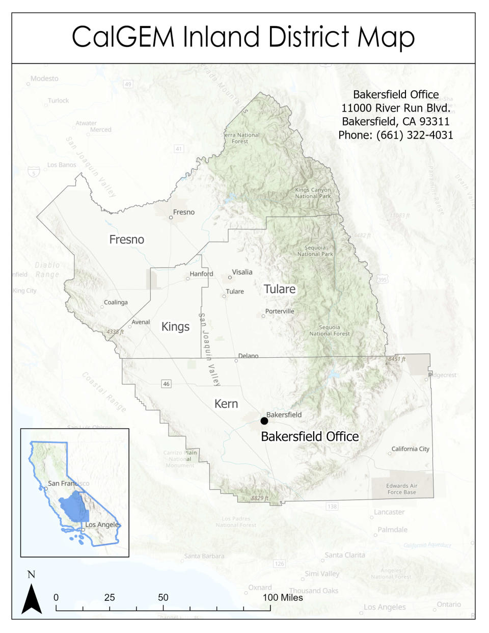 California's inland district for oil and gas management spans 20,400 square miles in four counties. May 2022