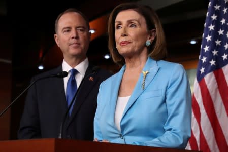 House Intelligence Committee Chairman Adam Schiff joins Speaker Pelosi's news conference at the U.S. Capitol in Washington
