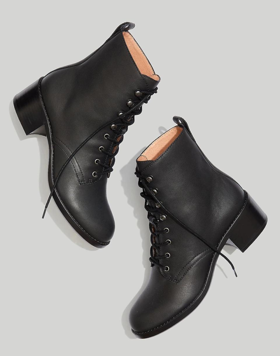 black lace up heeled boots