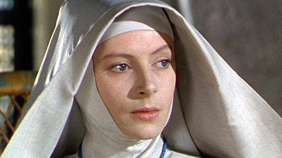 Deborah Kerr looking pensive in Black Narcissus