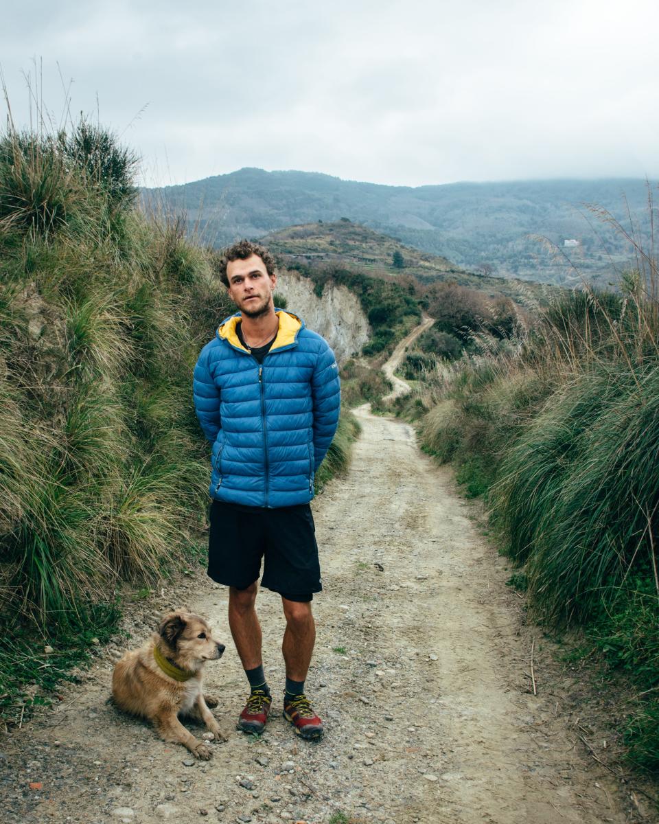 Tom Turcich and his dog Savannah make their way through Sicily.