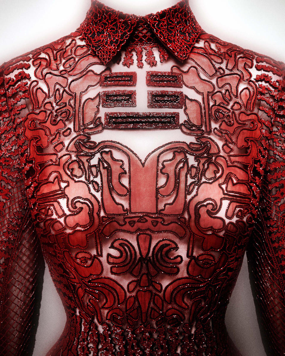 A detail shot of a Valentino dress, 2013.