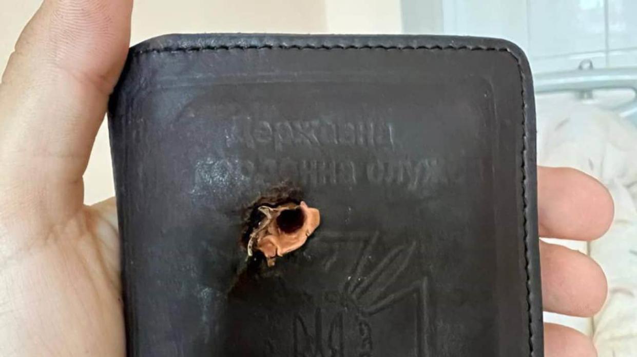ID damaged by a bullet. Photo: State Border Guard Service
