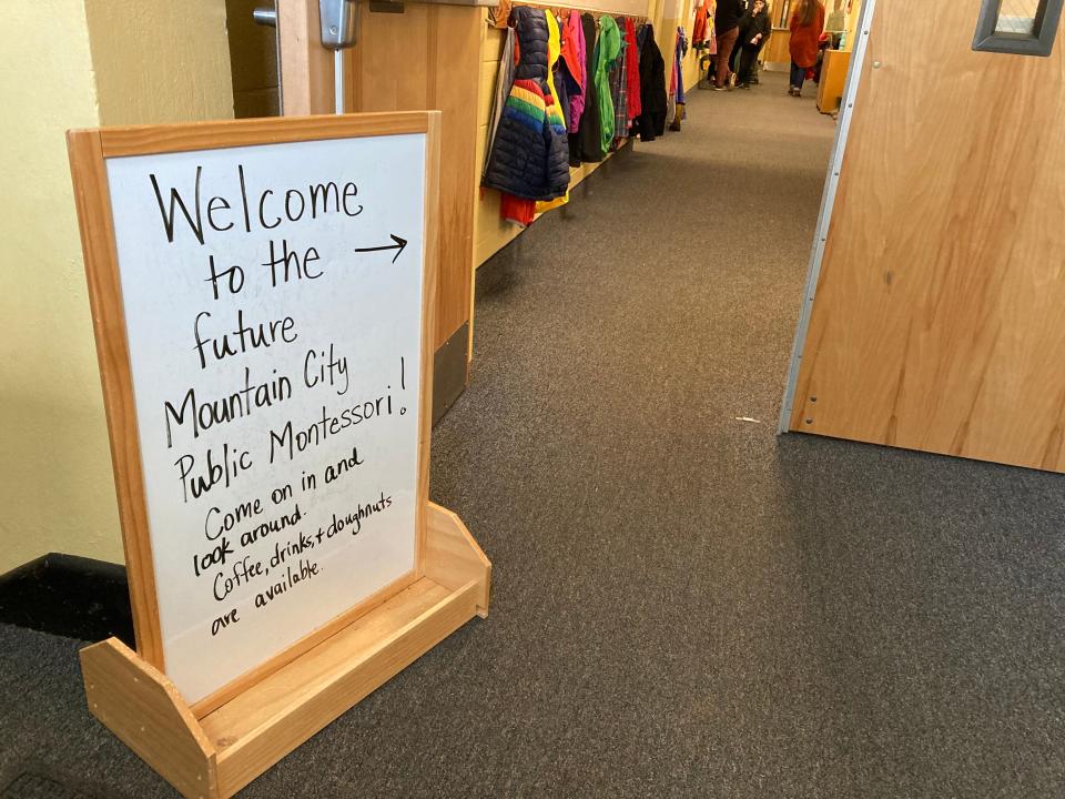 The entrance to Mountain City Public Montessori in downtown Asheville, which will open in August.