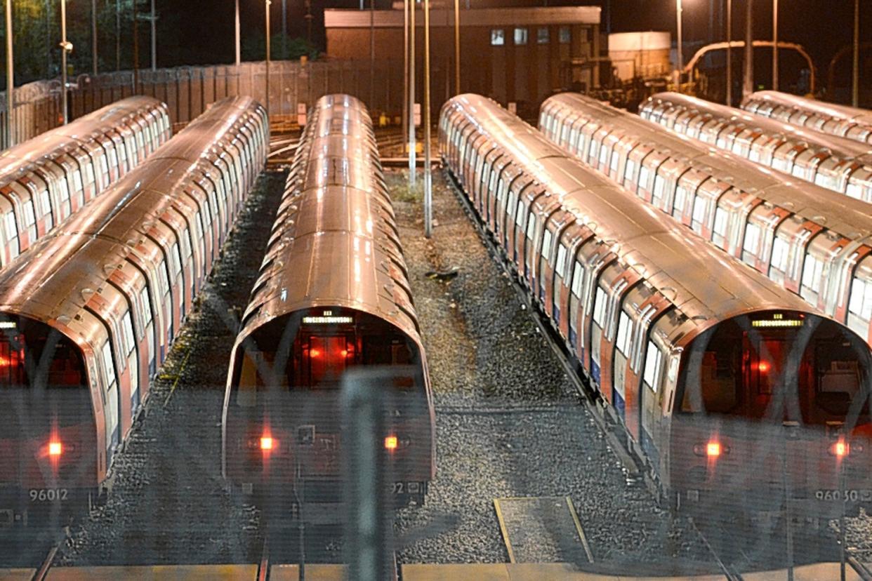 Regular Tube trains parked at a depot in Stanmore Picture: Jeremy Selwyn: Jeremy Selwyn