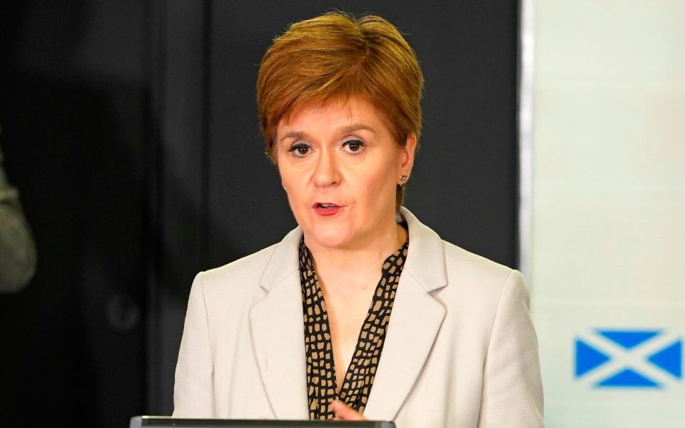 Scotland's First Minister, Nicola Sturgeon speaking during the Scottish Government's daily briefing last Thursday - AFP