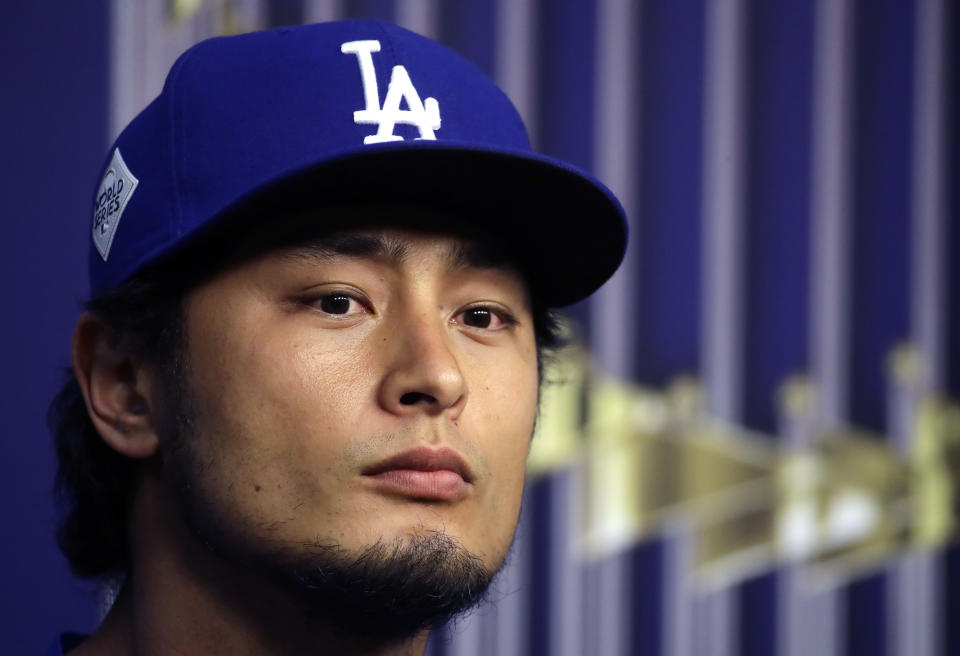 Dodgers pitcher Yu Darvish gets the start in Game 3 of the World Series at Minute Maid Park in Houston. (AP)