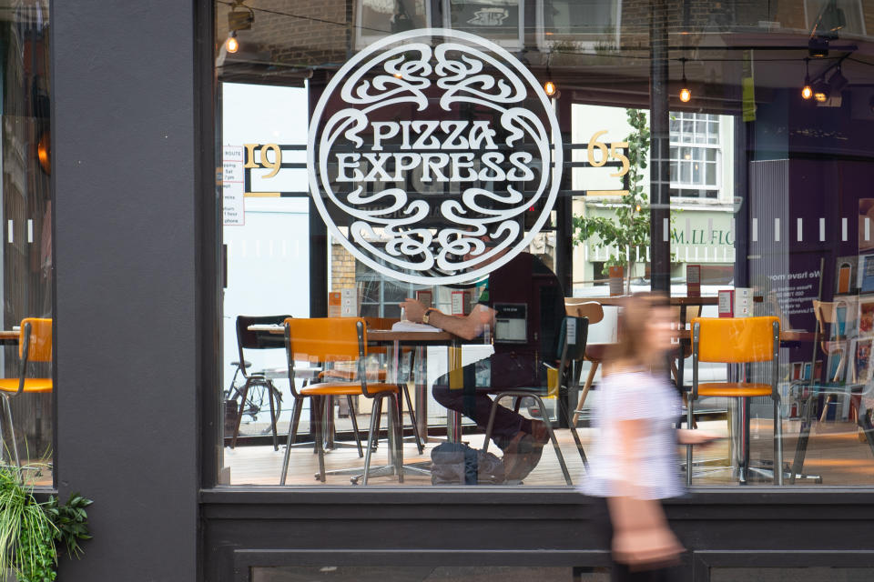 General view of a branch of Pizza Express in London, as the restaurant chain has said it could close around 67 of its UK restaurants, with up to 1,100 jobs at risk, as part of a major restructuring plan. (Photo by Dominic Lipinski/PA Images via Getty Images)