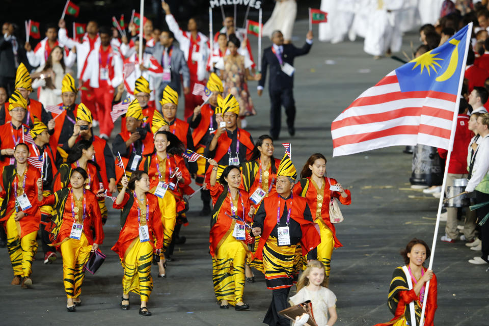 Die Delegation von Malaysia bei der Eröffnung der Spiele 2012 in London (Bild: REUTERS/Mike Blake)