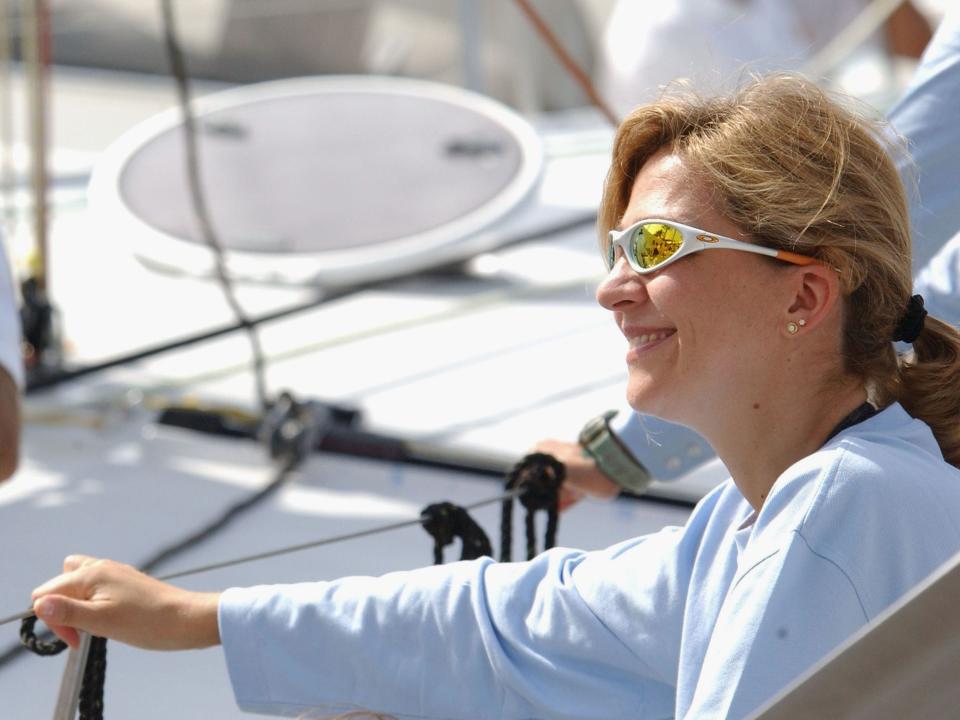 Princess Cristina of Spain on a sailboat