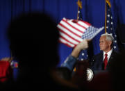 Vice President Mike Pence speaks during a rally on Tuesday, June 25, 2019 in Miami. (AP Photo/Brynn Anderson)