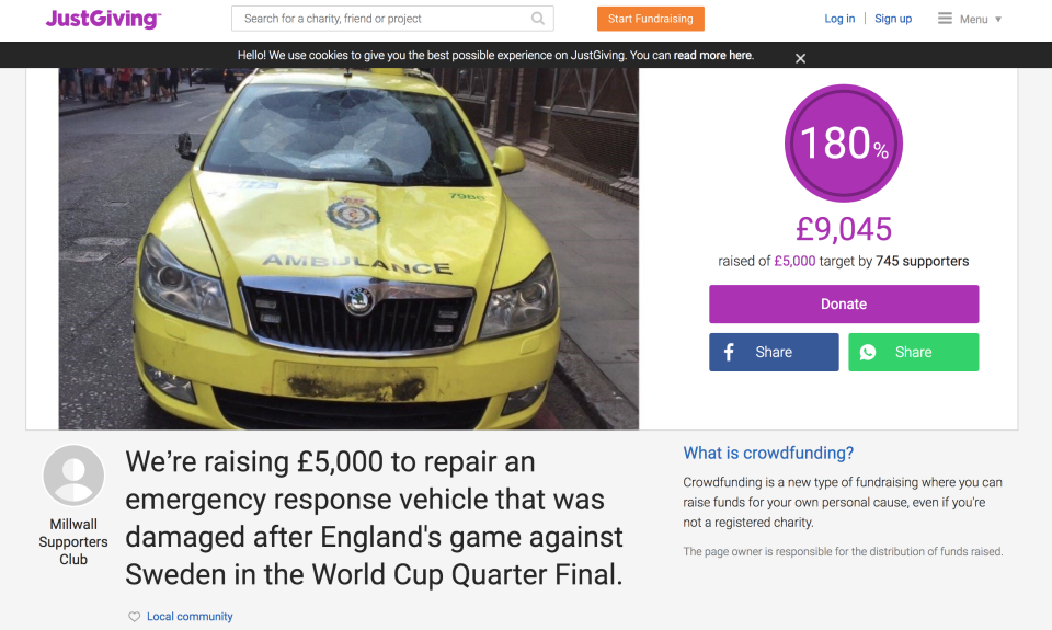 <em>Football fans are raising money for repairs to damage caused after the World Cup game against Sweden (Picture: JustGiving)</em>