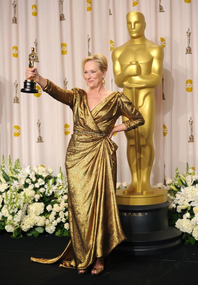 Meryl showing off her award for Best Actress at the 84th annual Academy Awards. (Photo: Getty Editorial)