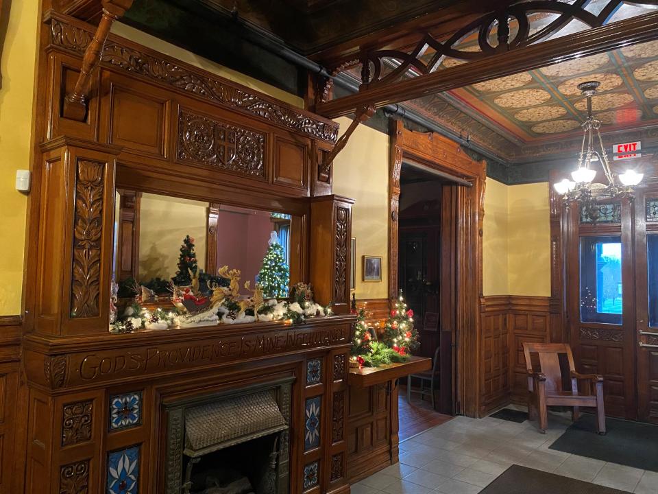 The front hall of the Chapin Mansion in Niles is decorated for the holidays. The Niles History Center offers a special evening open house Dec. 17, 2022, to see the decorations throughout the 1884 structure.