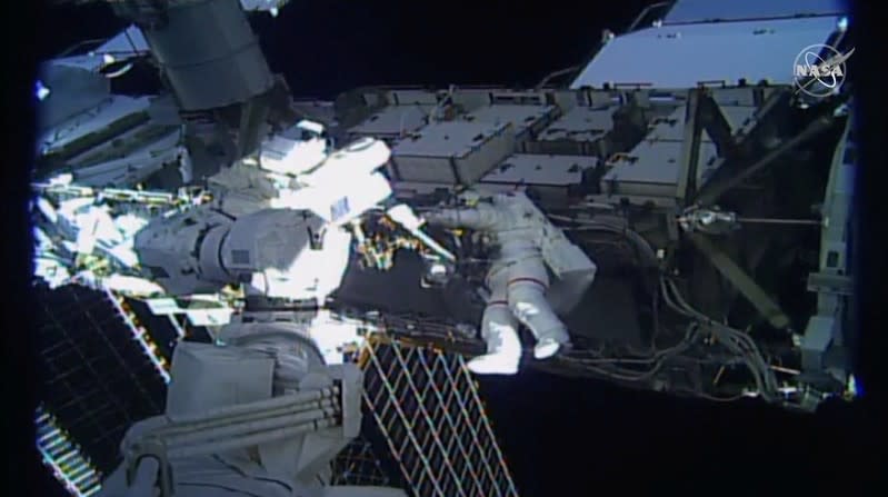 U.S. astronauts Koch and Meir attempt the first all-female spacewalk outside the ISS