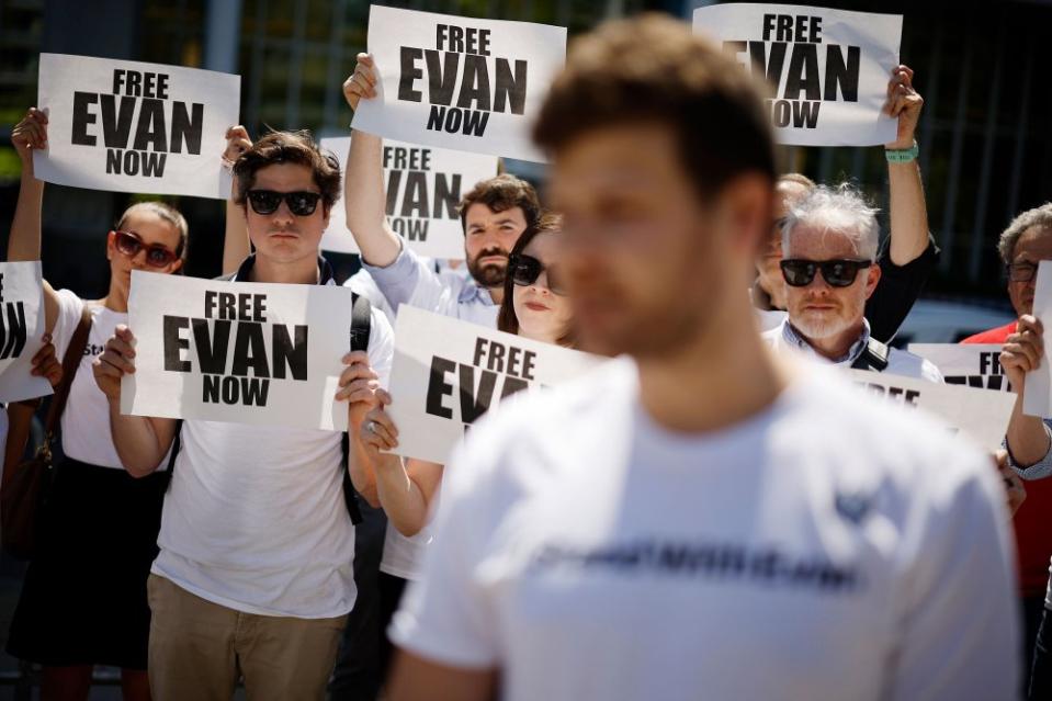 Supporters rallying for his release in April 2023<span class="copyright">Chip Somodevilla—Getty Images</span>