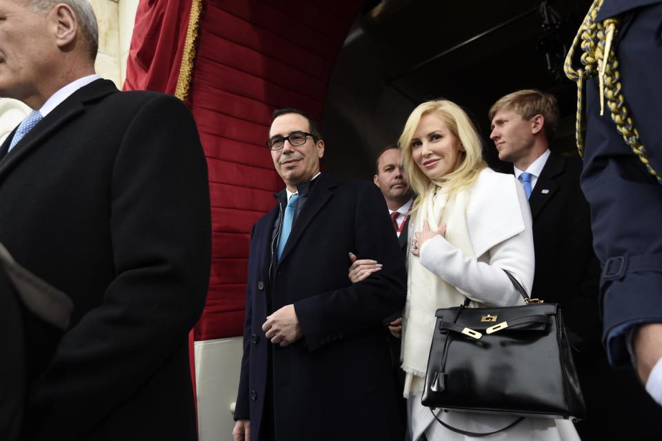 Steven Mnuchin and his wife Louise Linton. (Getty Images)