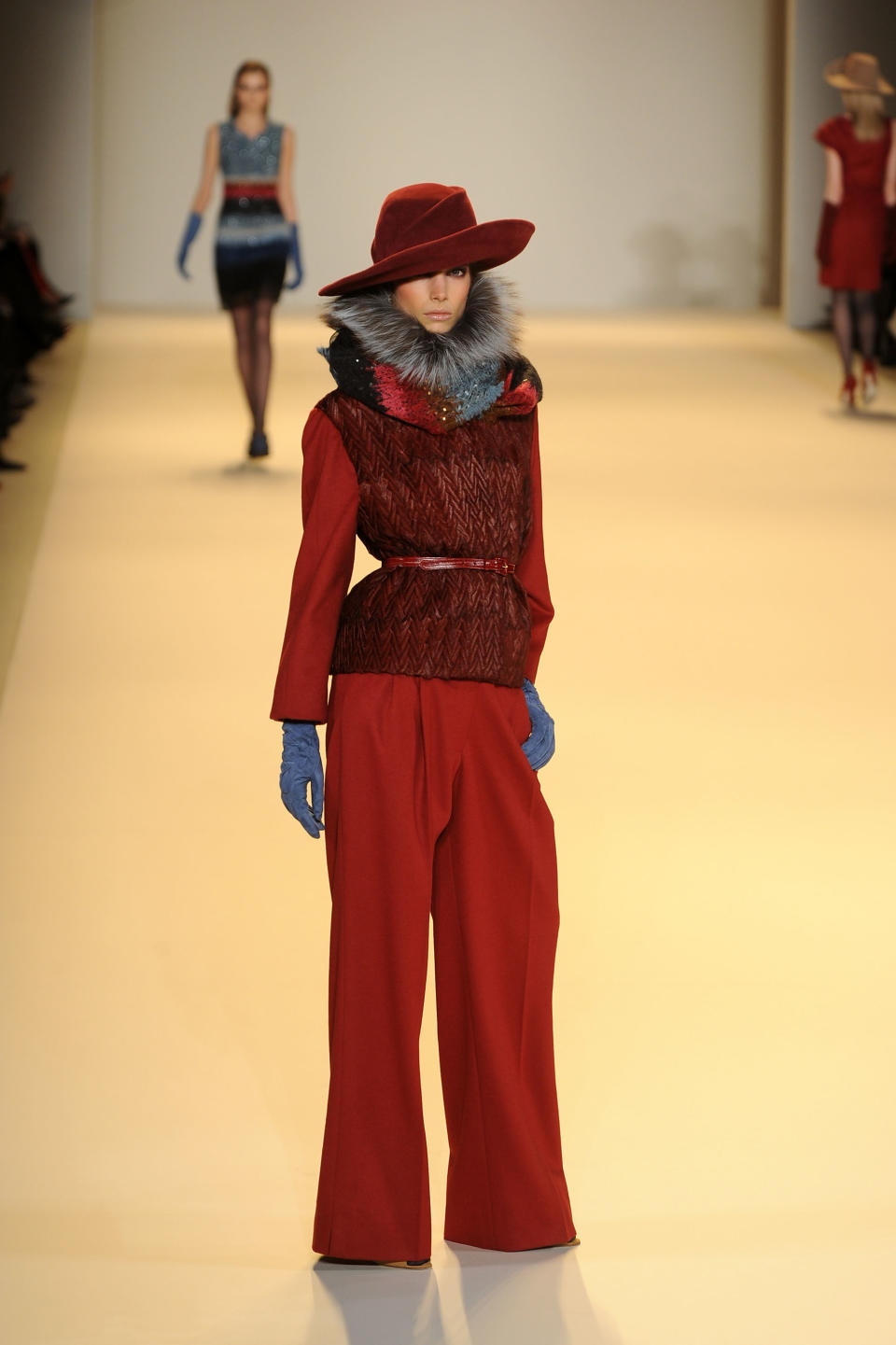 Carolina Herrera was not playing games with her fall collection. And while we'd never wear this over-the-top, luxurious look, we kind of love it.