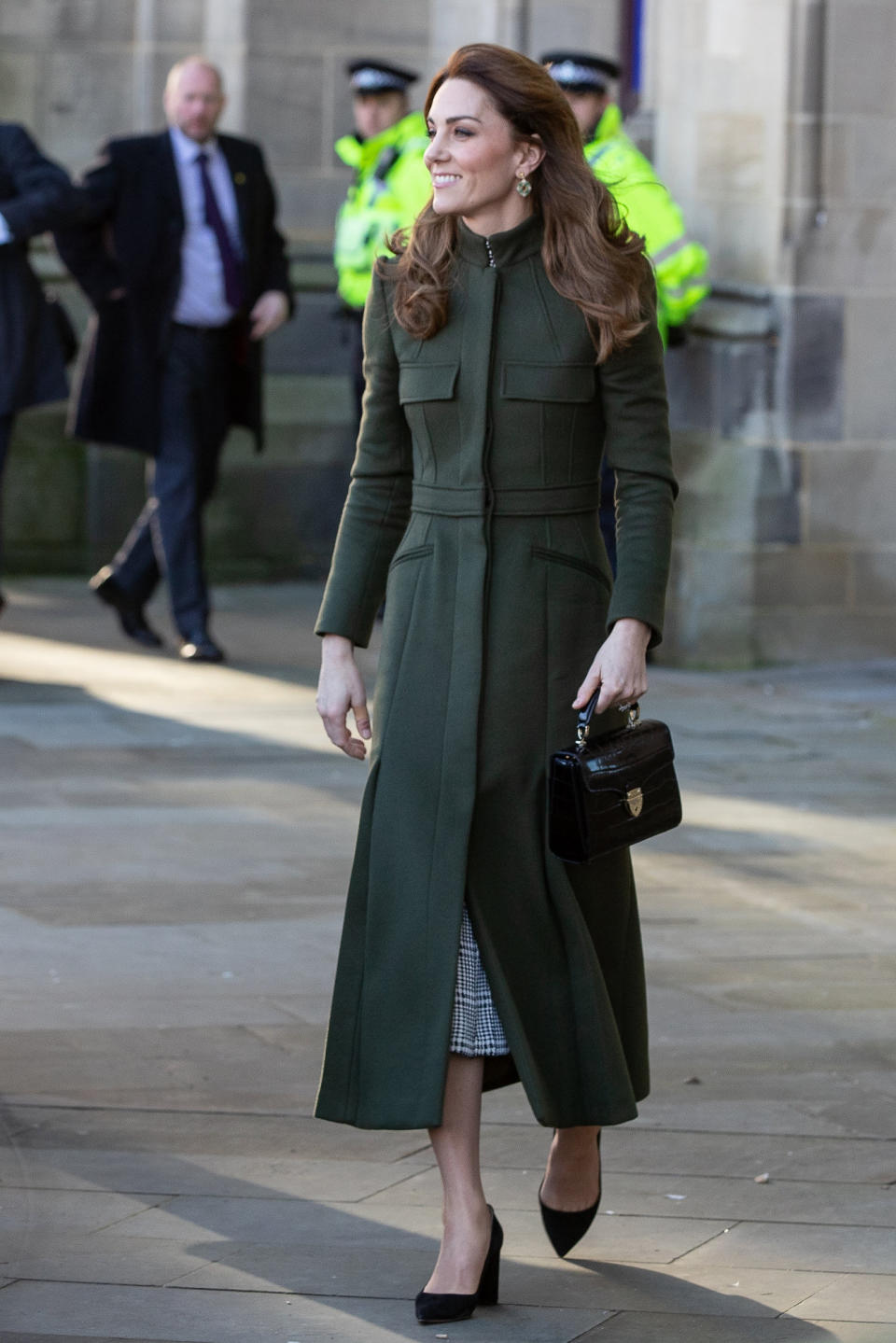 BRADFORD, ENGLAND - JANUARY 15: Catherine, Duchess of Cambridge arrives at Bradford Town Hall on January 15, 2020 in Bradford, United Kingdom. (Photo by Charlotte Graham - WPA Pool/Getty Images)