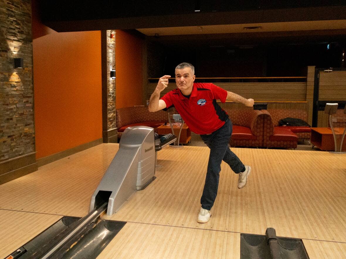 John Walsh has been bowling since he was four years old, went to his first nationals at the age of nine, and now, at 42, is about to be inducted into the Canadian 5 Pin Bowlers' Hall of Fame.  (Shane Hennessey/CBC  - image credit)