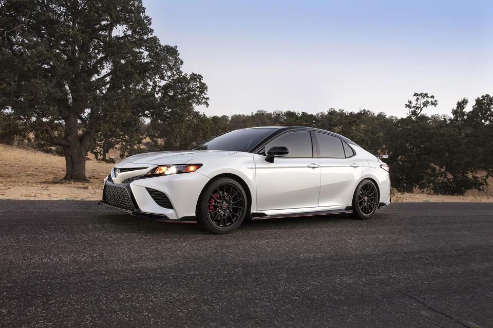 <p>Without offering specifics, Toyota claims the Camry TRD's body shell will be stiffer than a regular Camry's. The underbody will benefit from additional bracing. </p>