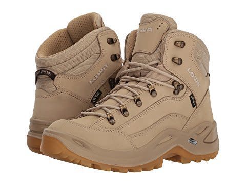 Get it on <a href="https://www.zappos.com/p/lowa-renegade-gtx-mid-sand/product/7605666/color/621" target="_blank">Zappos</a>, $230.