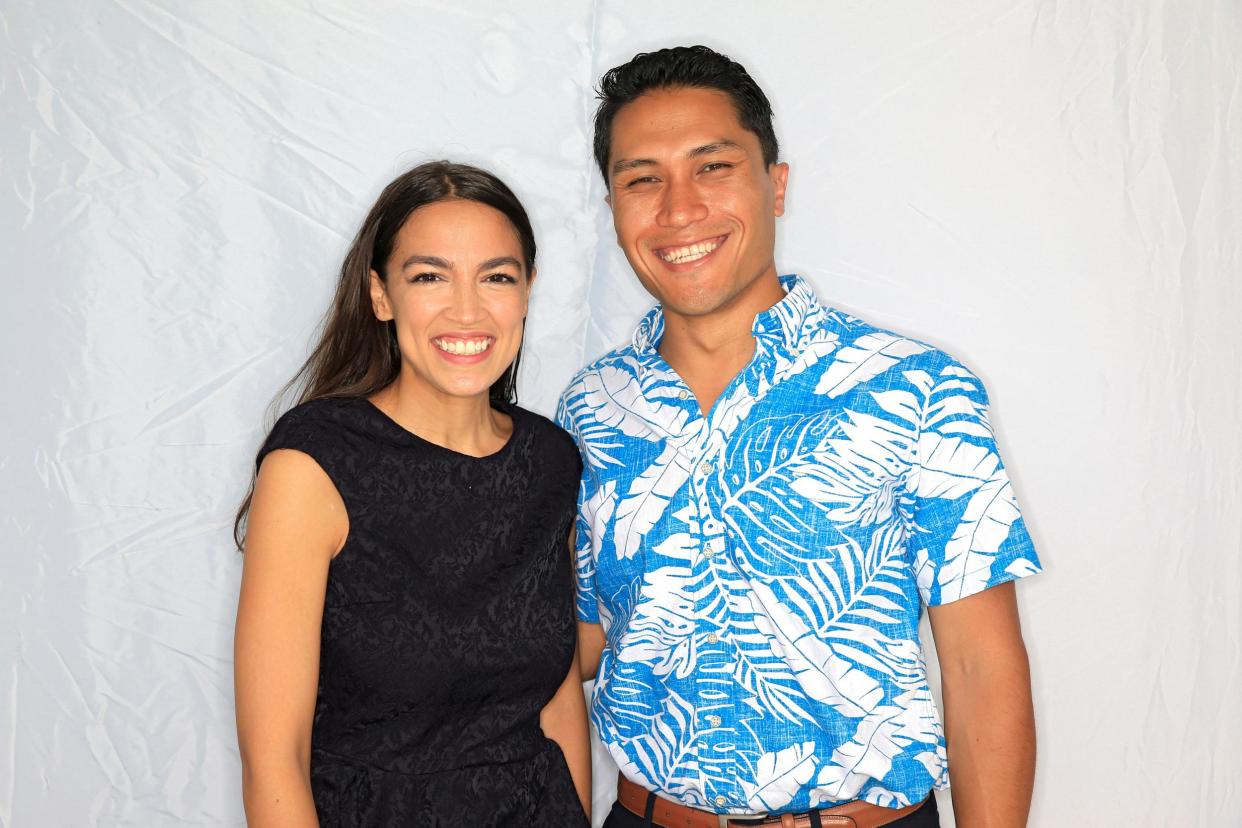 Democrat Alexandria Ocasio-Cortez, left, and congressional candidate Kaniela Ing stand for a portrait before a campaign event in Honolulu, Hawaii, U.S., August 9, 2018: REUTERS