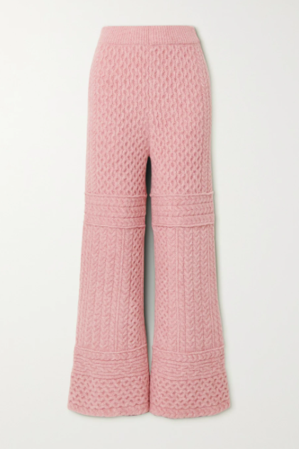 Fina cable-knit wide-leg pants