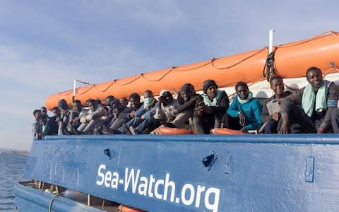 Migrants rescued by the NGO Sea Watch off the coast of North Africa - Credit: Paul Lovis Wagner