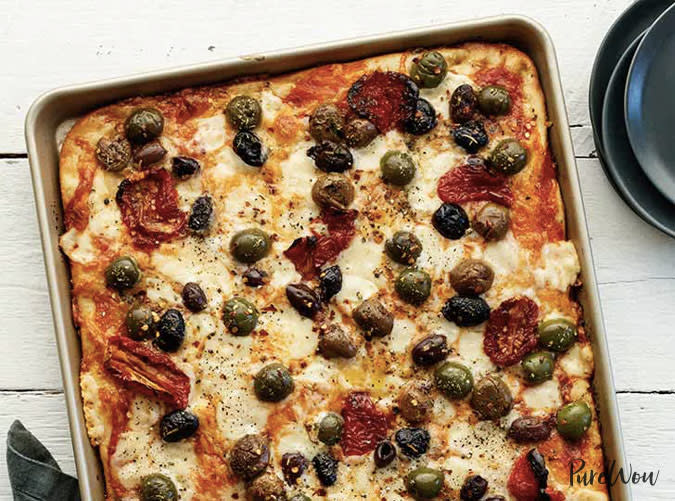 Baking-Sheet Pizza with Olives and Sun-Dried Tomatoes