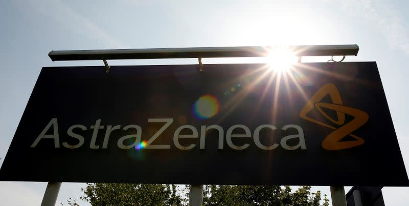 FILE PHOTO: A sign is seen at an AstraZeneca site in Macclesfield