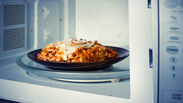 pasta dish in microwave