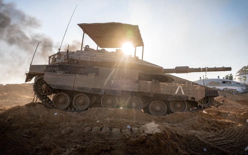 An Israeli tank in the Gaza Strip