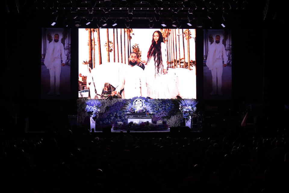 Inside Nipsey Hussle’s Celebration of Life at STAPLES Center on April 11, 2019 in Los Angeles, California.