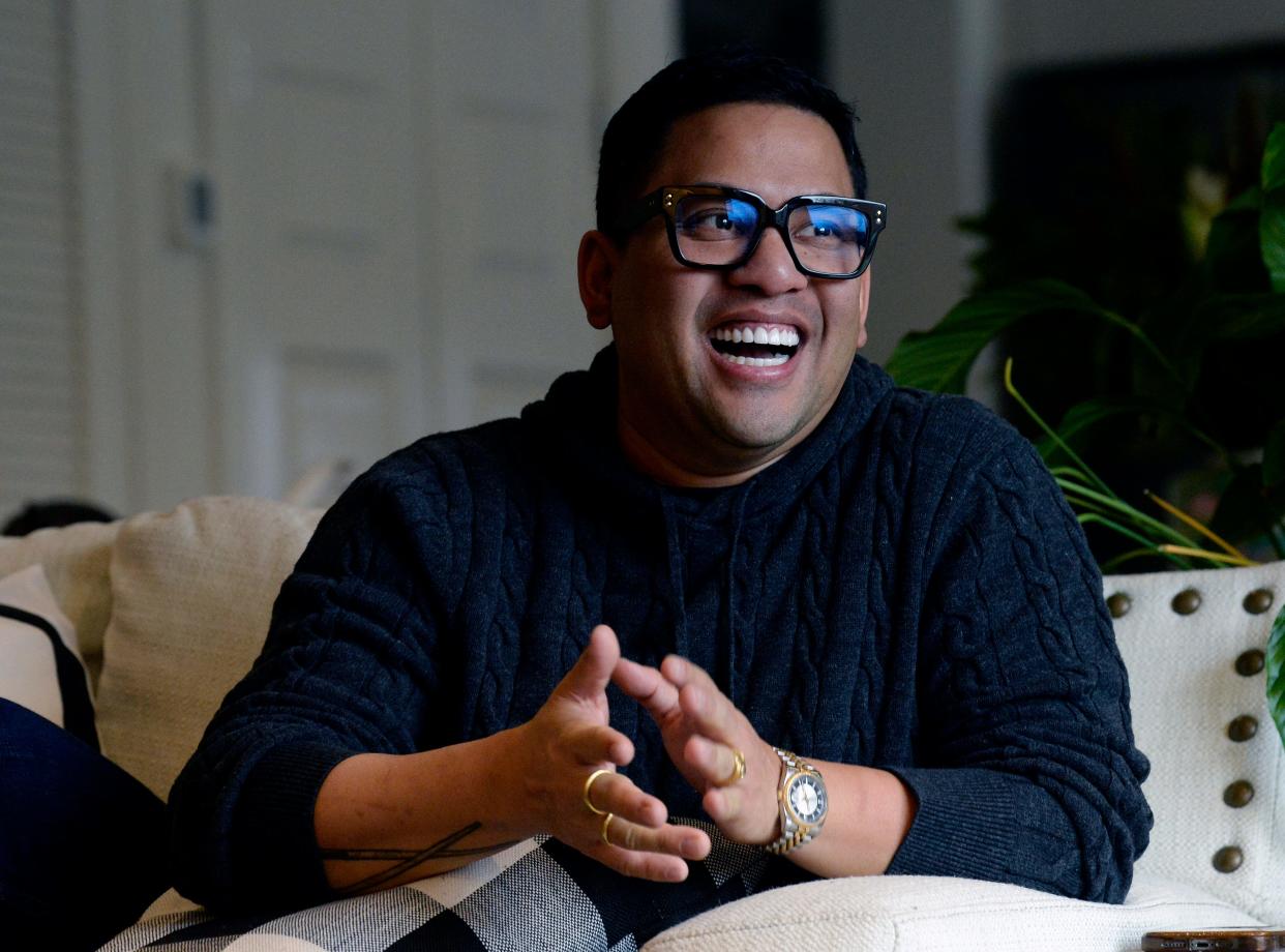 Nashville Chef Arnold Myint, at his Wedgewood-Houston home on Nov. 21, 2023, said finding an egg donor for a surrogate birth is a little like matching "on a dating app."
