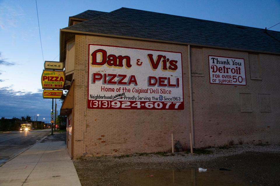 Dan and Vi's has been a staple on Chene as strikers picket outside of GM Detroit-Hamtramck Assembly Tuesday, Oct. 22, 2019.
