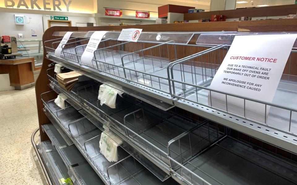 A general view of empty shelves at a Waitrose store in Maidenhead - Peter Clifton/PA Wire