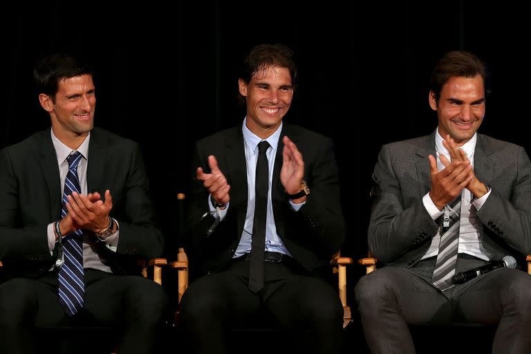 Novak Djokovic, Rafael Nadal y Roger Federer: entre los tres suman 63 títulos grandes