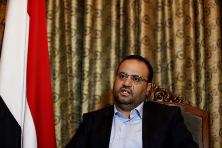 Saleh Saleh al-Sammad, who heads the Houthi-led Supreme Political Council, speaks during an interview with Reuters in Sanaa August 29, 2016. REUTERS/Khaled Abdullah