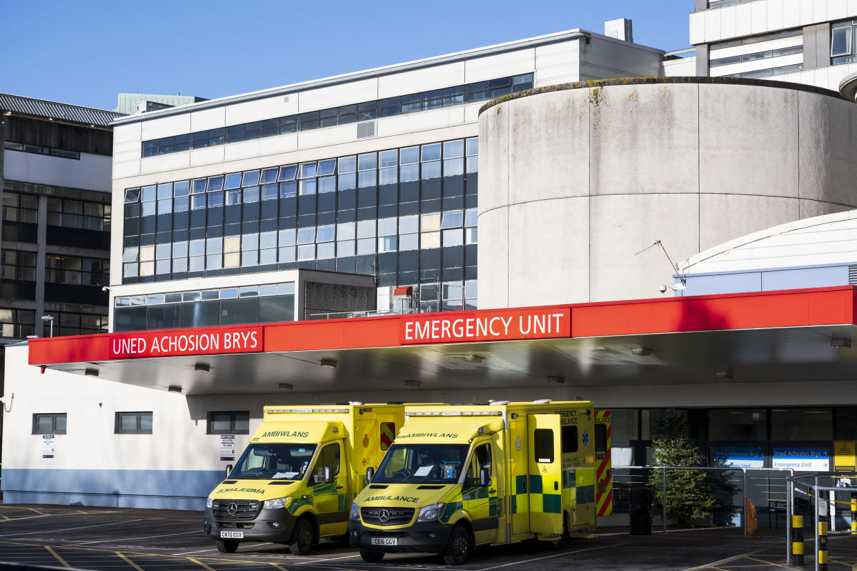 CARDIFF, WALES - DECEMBER 27: A general view of the accident and emergency department of the University Hospital of Wales on December 27, 2020 in Cardiff, Wales. An urgent appeal for specialist help caring for coronavirus patients has been made by the health board running Wales' largest hospital - the University Hospital of Wales. Cardiff and Vale health board, which runs University Hospital of Wales, put out a plea for assistance in its critical care department on Boxing Day. Welsh Government data shows it ran out of intensive care beds on 20 December. (Photo by Matthew Horwood/Getty Images)