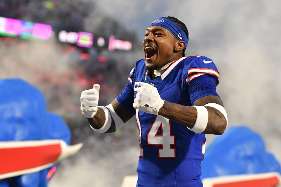 Buffalo Bills wide receiver Stefon Diggs (14) takes the field before the game Dallas Cowboys at Highmark Stadium.