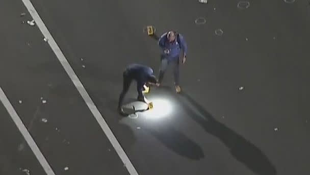 PHOTO: Police investigate the intersection that was the scene of a shooting that injured 9 in the Kensington area of Philadelphia, Nov.5, 2022. (WPVI-TC/ABC via AP)