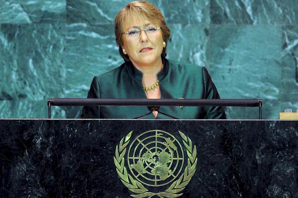 聯合國人權事務高級專員、智利前總統巴舍萊(Michelle Bachelet)。(圖/推特)