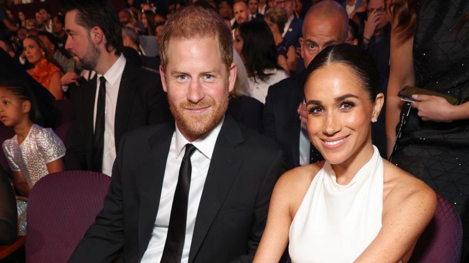 PHOTO: (L-R) Prince Harry, Duke of Sussex and Meghan, Duchess of Sussex attend the 2024 ESPY Awards at Dolby Theatre on July 11, 2024 in Hollywood, Calif. (Kevin Mazur/Getty Images)