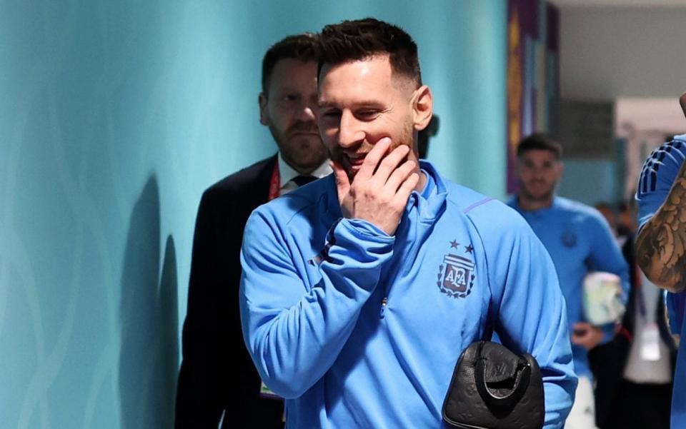 Lionel Messi of Argentina arrives at the stadium with teammates prior to the FIFA World Cup Qatar 2022 Round of 16 match between Argentina and Australia at Ahmad Bin Ali Stadium - FIFA